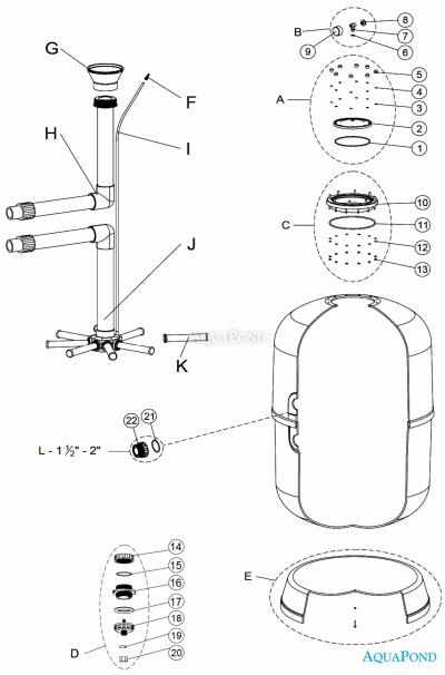 Piese de schimb pentru filtrul din fibră de sticlă Lisboa 80 Alto 600 mm