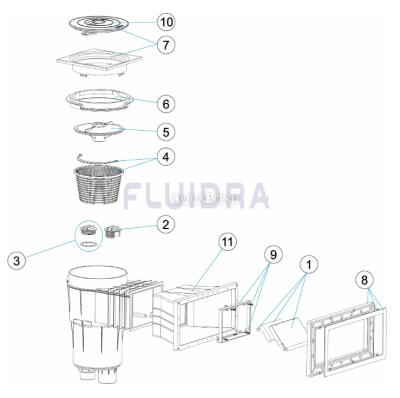 Piese de schimb pentru skimmer Astralpool 17,5 l cu gât standard și ramă decorativă