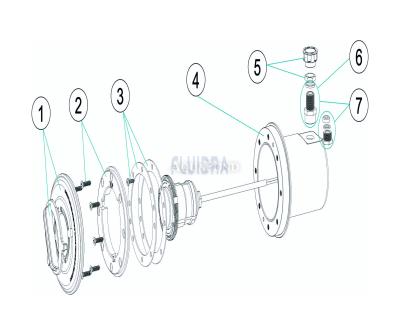 Piese de schimb pentru lumina subacvatică VA LED RGB colorată 15W, cu cutie și flanșă, pentru folie