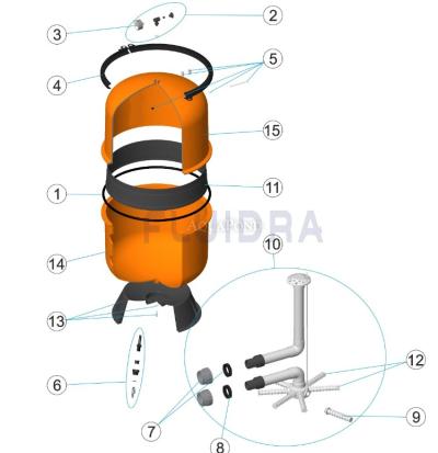 Piese de schimb pentru vasul de filtrare - filtru împărțit Bilbao 500, 9 m3/h - cod produs: 04592