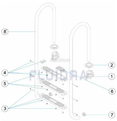 Piese de schimb pentru scară din inox Muro cu trepte Luxe, cu 3 trepte, AISI 316 - cod produs: 05481