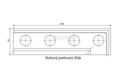 Bloc de polistiren Porocell pentru canal de preaplin de colț EPS100 1030 x 170 x 280 mm