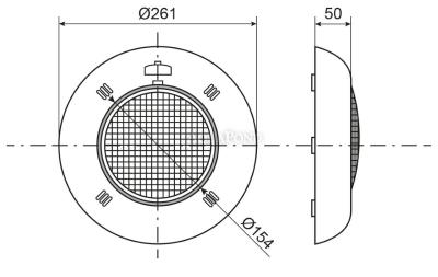 Proiector subacvatic VA cu LED plată 14 W, alb, montaj pe cruce, pentru piscine din beton fără folie