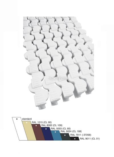 Grătar de preaplin dublu 52540, lățime 245 mm, înălțime 35 mm, culoare: fildeș RAL1050, 1 m.l. = 48 de segmente, prețul este afișat pentru 1 buc. de grătar