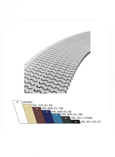 Grătar de preaplin dublu 34195, lățime 245 mm, înălțime 35 mm, culoare: fildeș RAL1050, 1 ml = 53 de segmente, prețul este afișat pentru 1 buc. grătar
