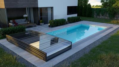 Acoperișul PARADE LOW pentru piscina Compasspools Classic 63, dimensiunea interioară a acoperirii: 3,25 m x 6,40 m