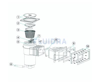 Piese de schimb - Skimmer VA, aspirație 406 mm x 160 mm, pentru folie, cu filete din alamă - NOU 2023