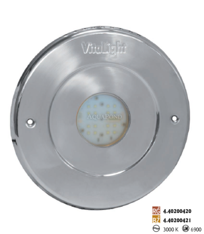 LED Lumină Hugo Lahme - Alb cald 3000 K; 24 V; 16 LED-uri, Ø 146 mm, bronz - rezistentă la apă sărată, pentru piscine cu liner și ceramice