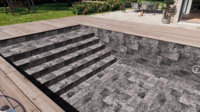 Aquasense Signature - 3D Imperial Grey, lățime 1,65 m, grosime 1,8 mm, rolă de 25 m - Folie pentru piscină