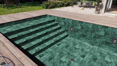 Aquasense - 3D Imperial Green; lățime 1,65 m, grosime 1,8 mm, rolă de 25 m - Folie pentru piscină