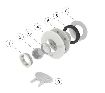 Piese de schimb pentru setul de duze VA, racordare prin lipire 50 mm, culoare albă ABS, pentru piscine prefabricate