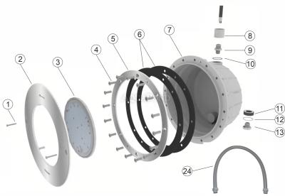Piese de schimb pentru proiectorul subacvatic pentru piscină VA LED, HF, BIGSI 55 W RGB, DMX, pentru piscine cu liner