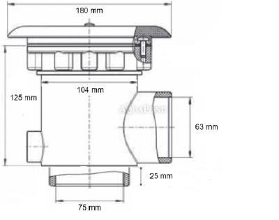 Neptun Scurgere de fund ABS - racord inferior 75 mm, racord lateral 63 mm, pentru piscine cu folie