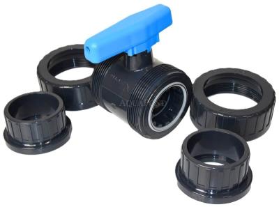 Supapă cu bilă PVC cu 2 căi pentru piscină Plimat 25 mm HD, lipire / lipire