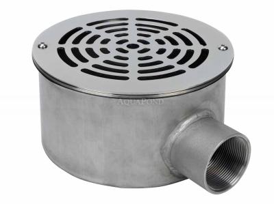 Podlahová výpusť nerez guľatá s prírubou, napojenie 2