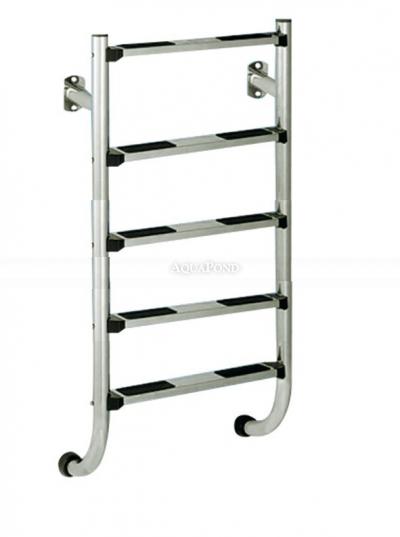 Nerezový rebrík dvojdielný, 5 stupne s kotvením a prírubou - spodný diel; AISI 316