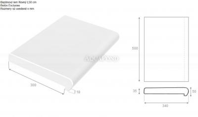 Bazénový lem Rovný L50 cm, betón Exclusive - rozmer