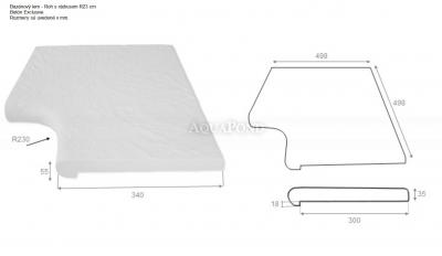 Bazénový lem s nosom Roh R23 cm vnútorný, betón Exclusive
