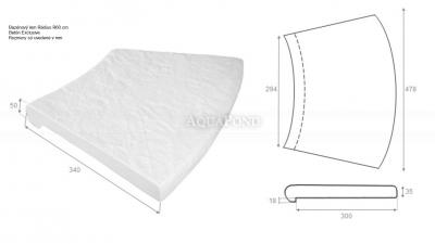 Bazénový lem s nosom Rádius R60 cm vnútorný, betón Exclusive