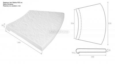 Bazénový lem s nosom Rádius R50 cm vnútorný, betón Exclusive