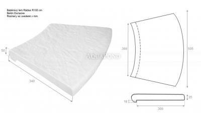  Bazénový lem s nosom Rádius R100 cm vnútorný, betón Exclusive