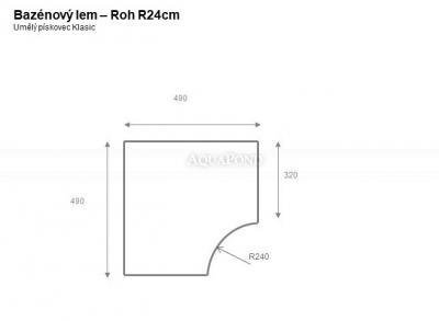 Bazénový lem Roh R24 cm, umelý pieskovec biely