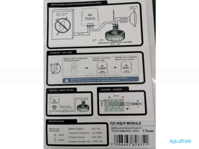 Vypínač na diaľkové ovládanie Aqualed pre bazénové svetlá - parametre