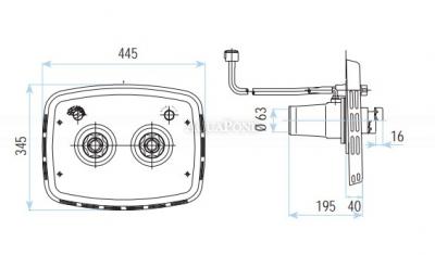 Astralpool čelo protiprúdu dvojitá tryska s čelným krytom z bieleho plastu