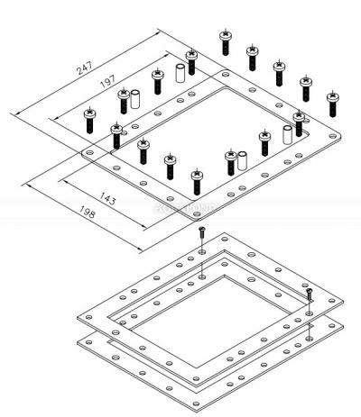 Astralpool sada tesnení na inštaláciu v prefabrikovanom alebo fóliovom bazéne k inštalačnej krabici kód: 05555
