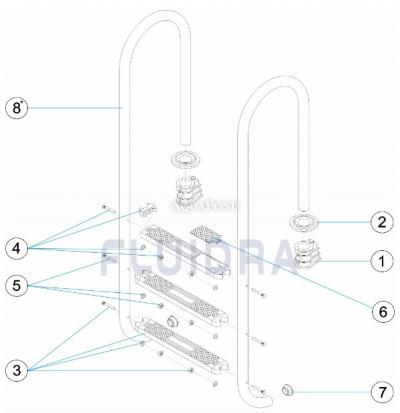 Náhradné diely pre rebrík nerez Muro so stupňami Luxe, 4 stupňový, AISI 316 - kód produktu: 05482