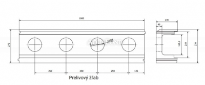 Porocell prelivový žľab EPS100 1010 x 170 x 270mm