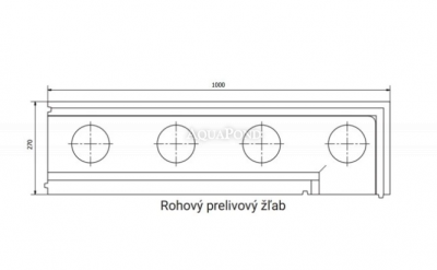 Polystyrénová tvárnica Porocell rohový prelivový žľab EPS100 1030 x 170 x 280mm