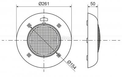Podvodný svetlomet - VA ploché LED 14W - biela
