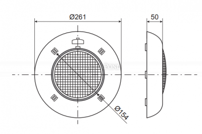Podvodný svetlomet - VA ploché LED 14W - biela