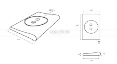 Bazénový lem Skimmer malý 48,5x32 - Ø23cm, umelý pieskovec žltý melír
