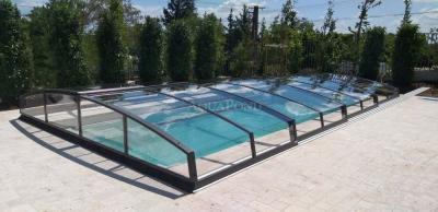 Prestrešenie AZURE ANGLE pre bazén Compasspools Briliant 66, vnútorný rozmer prekrytia: 3,70 m x 6,65 m