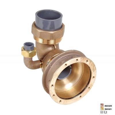 Hugo Lahme hydromasážna tryska, 90 ° s nasávaním vzduchu, bronzová, napojenie DN=63 mm a DN=20 mm, pre fóliové a keramické bazény