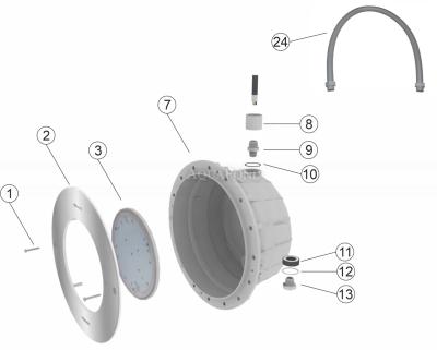 Náhradné diely pre Podvodný svetlomet do bazéna VA LED, HB, BIGSI 55 W RGB, DMX, pre fóliové bazény