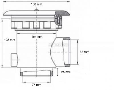 Neptun Dnová výpusť ABS - spodné napojenie 75 mm, bočné napojenie 63 mm, pre fóliové bazény
