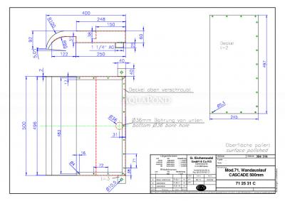 vodopád ideal CASCADE 500 mm rozmery
