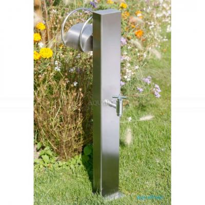 Vodovodný kohútik, studená voda, 80x120 mm, brúsená nerezová ocel, držiak na hadicu