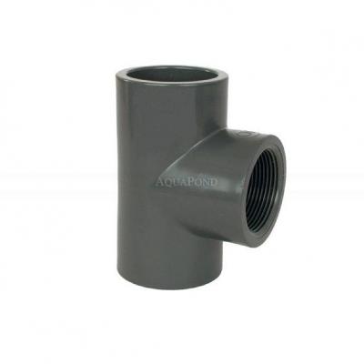 PVC tvarovka - T-kus 90° 32 mm x 32 mm x 1“ int., DN=32 mm / 1“, d=40 mm, lepenie / vnútorný závit ID produktu: 8452 Kód produktu: 0218603205