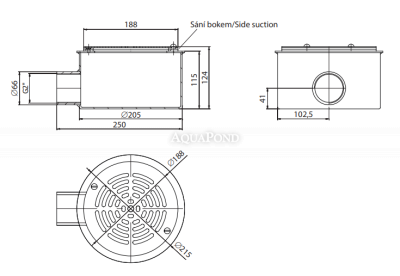 Podlahová výpusť nerez guľatá s prírubou, napojenie 2