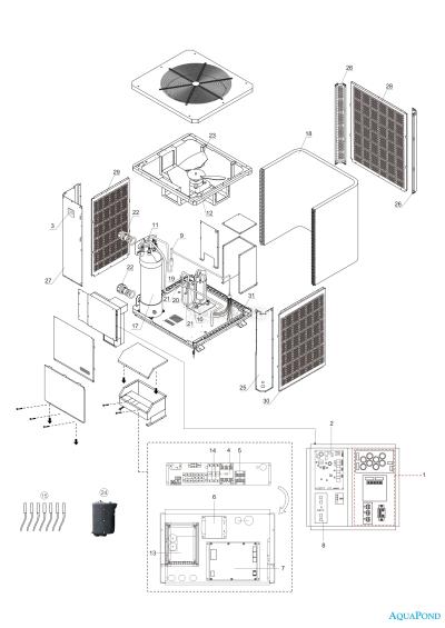 Nadomestni deli za toplotno črpalko INVERTER IPHC150T 60 kW s hlajenjem