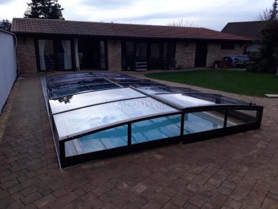 Prekrivanje VIVA z eno tirnico za bazen Compasspools Fun 74, notranja mera prekrivanja: 3,75 m x 7,5 m