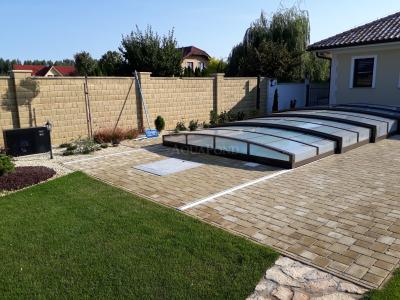 Prekrivanje VIVA z eno tirnico za bazen Compasspools Fun 74, notranja mera prekrivanja: 3,75 m x 7,5 m
