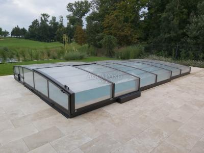Prekrivanje VIVA z eno tirnico za bazen Compasspools Fun 74, notranja mera prekrivanja: 3,75 m x 7,5 m