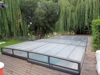 Prekrivanje TERRA - zelo nizko, enotirno za bazen Compasspools Fun 80, notranja dimenzija prekrivanja: 3,75 m x 8,0 m