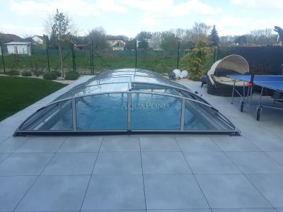 Prekrivanje AZURE FLAT KOMPAKT za bazen Compasspools Briliant 66, notranja mera prekrivanja: 3,75 m x 7,0 m