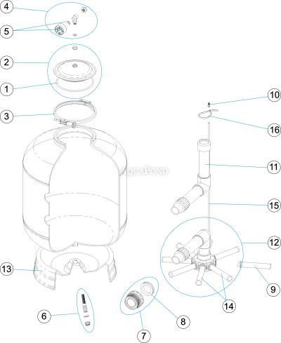 Nadomestni deli - Filtrska posoda Corona Ø400 110MM 550MM 2,5KG/CM² - 04584